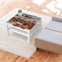 Selbstklebende Folie Backstein - IKEA Lack Tisch 78x78 cm - Wohnzimmer