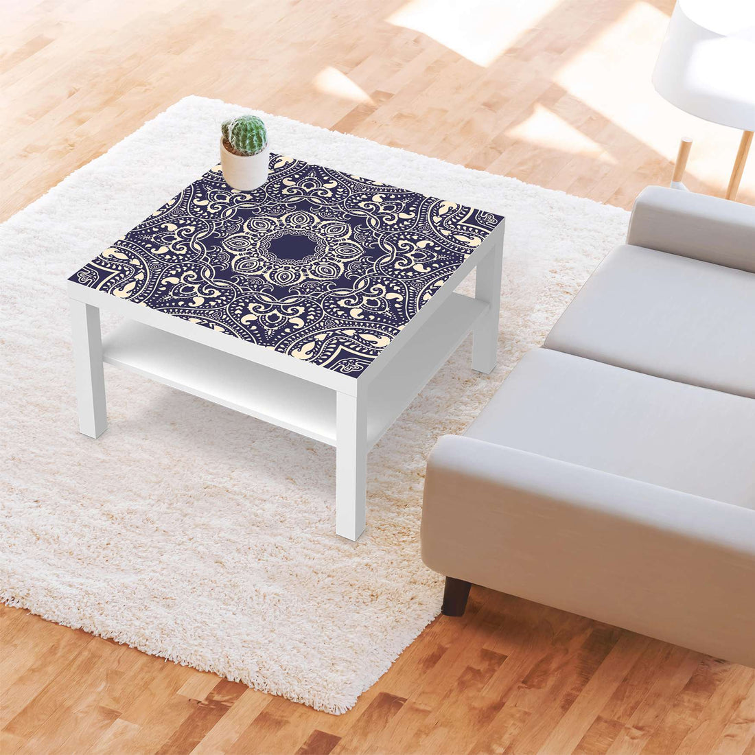 Selbstklebende Folie Blue Mandala - IKEA Lack Tisch 78x78 cm - Wohnzimmer