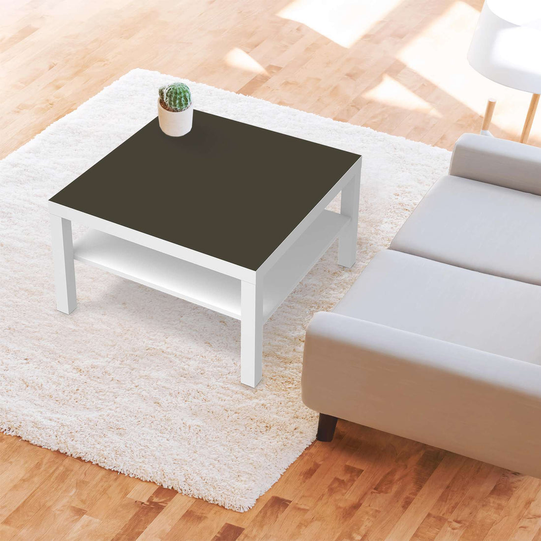 Selbstklebende Folie Braungrau Dark - IKEA Lack Tisch 78x78 cm - Wohnzimmer