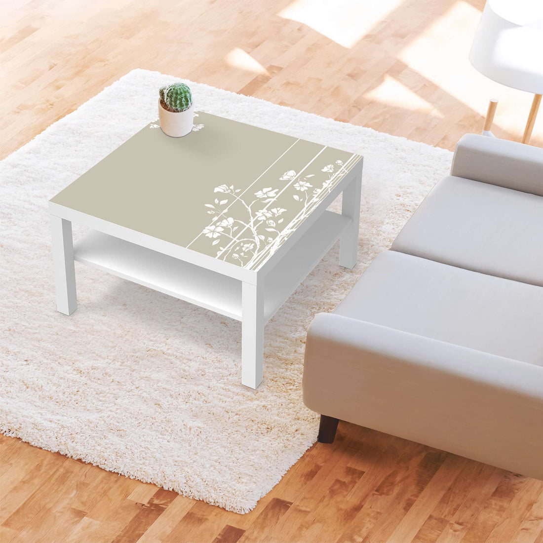 Selbstklebende Folie Florals Plain 3 - IKEA Lack Tisch 78x78 cm - Wohnzimmer