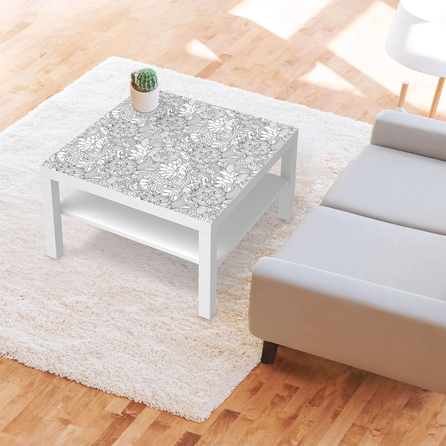 Selbstklebende Folie Flower Lines 2 - IKEA Lack Tisch 78x78 cm - Wohnzimmer