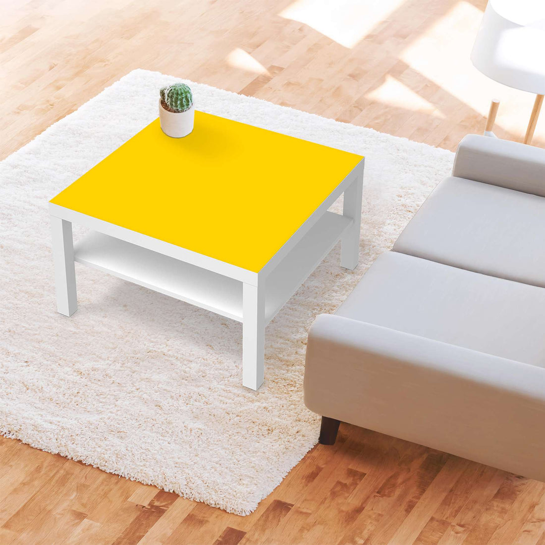 Selbstklebende Folie Gelb Dark - IKEA Lack Tisch 78x78 cm - Wohnzimmer