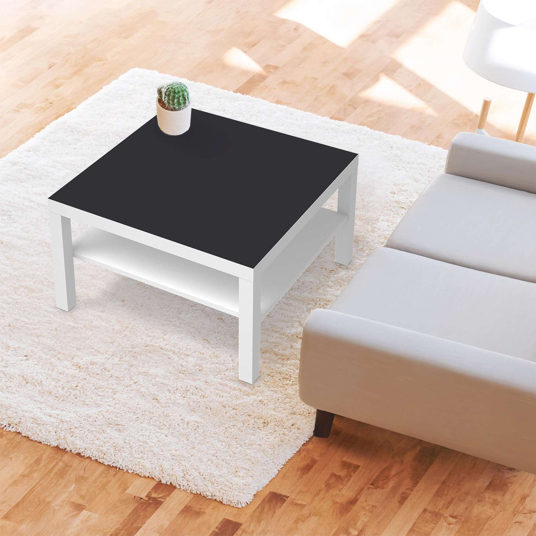 Selbstklebende Folie Grau Dark - IKEA Lack Tisch 78x78 cm - Wohnzimmer