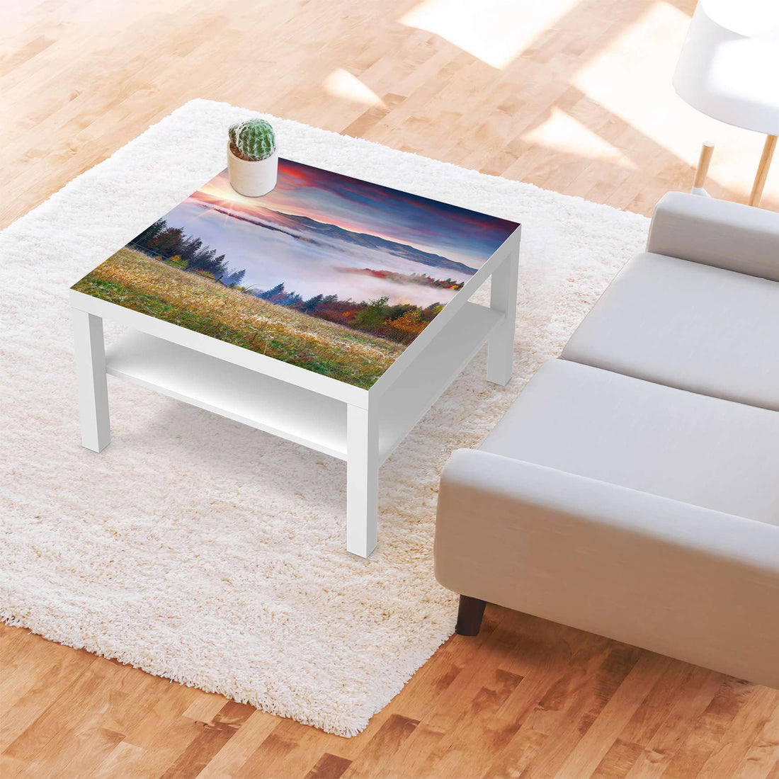 Selbstklebende Folie Herbstwald - IKEA Lack Tisch 78x78 cm - Wohnzimmer