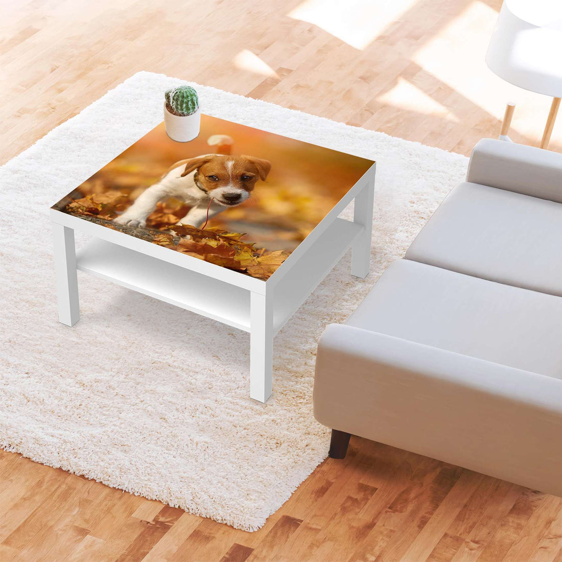 Selbstklebende Folie Jack the Puppy - IKEA Lack Tisch 78x78 cm - Wohnzimmer