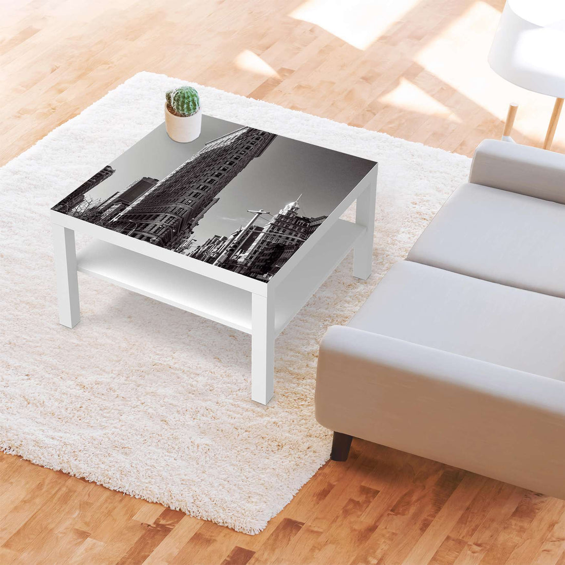 Selbstklebende Folie Manhattan - IKEA Lack Tisch 78x78 cm - Wohnzimmer