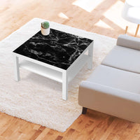 Selbstklebende Folie Marmor schwarz - IKEA Lack Tisch 78x78 cm - Wohnzimmer