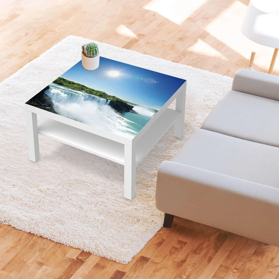 Selbstklebende Folie Niagara Falls - IKEA Lack Tisch 78x78 cm - Wohnzimmer