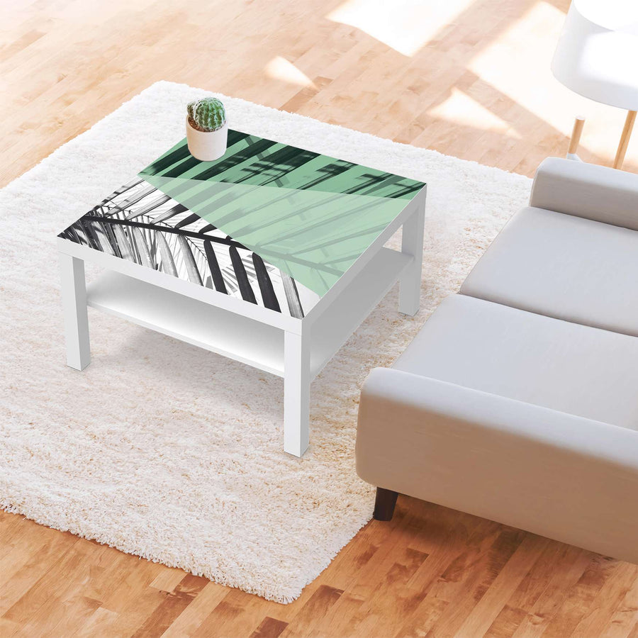 Selbstklebende Folie Palmen mint - IKEA Lack Tisch 78x78 cm - Wohnzimmer