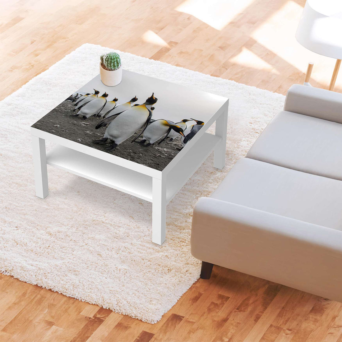 Selbstklebende Folie Penguin Family - IKEA Lack Tisch 78x78 cm - Wohnzimmer