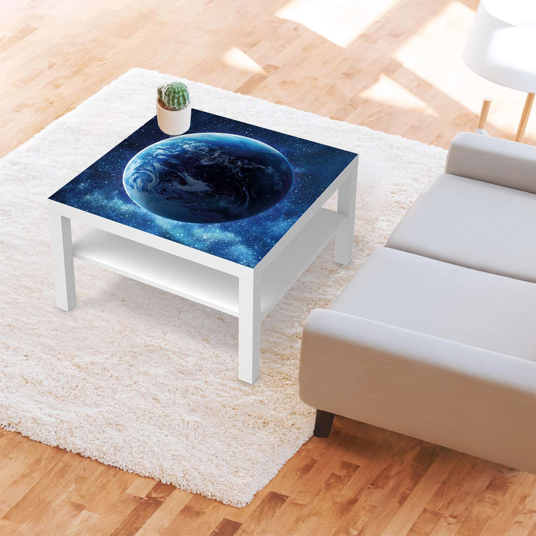 Selbstklebende Folie Planet Blue - IKEA Lack Tisch 78x78 cm - Wohnzimmer
