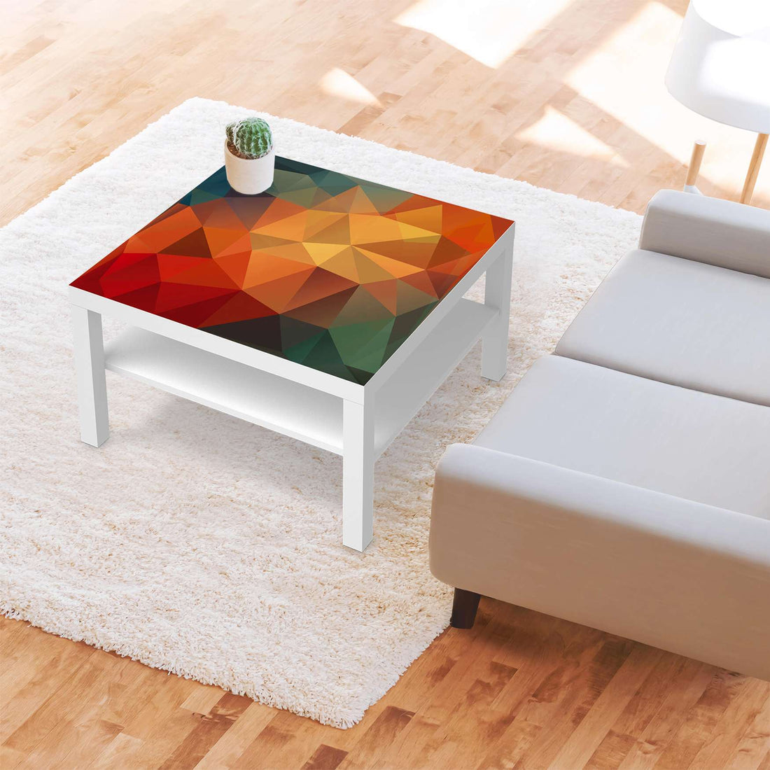 Selbstklebende Folie Polygon - IKEA Lack Tisch 78x78 cm - Wohnzimmer