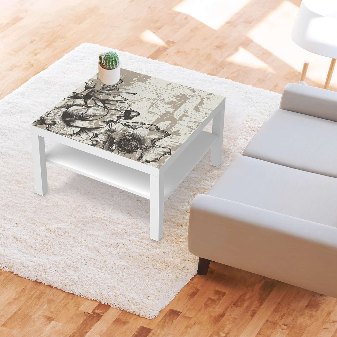 Selbstklebende Folie Styleful Vintage 1 - IKEA Lack Tisch 78x78 cm - Wohnzimmer