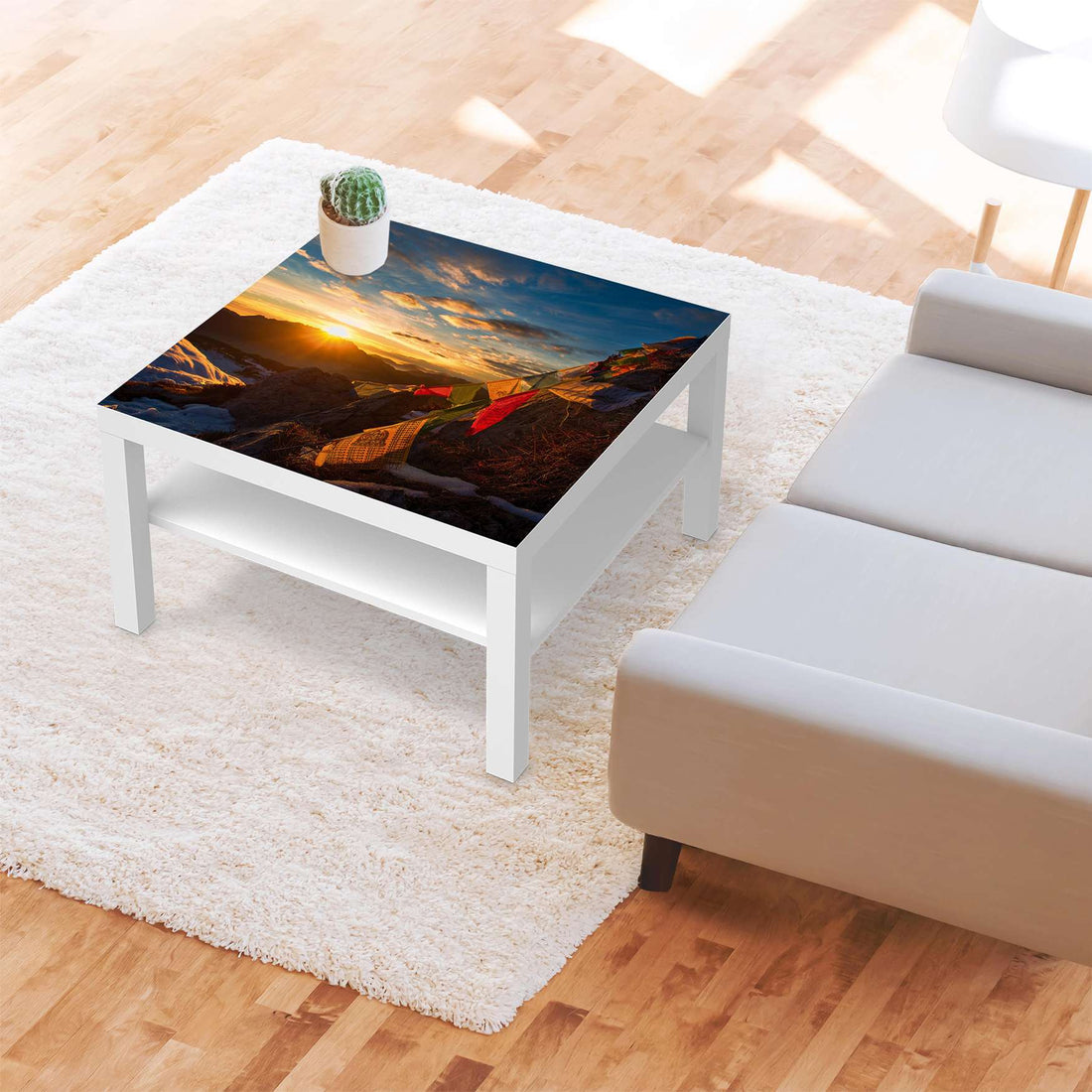 Selbstklebende Folie Tibet - IKEA Lack Tisch 78x78 cm - Wohnzimmer