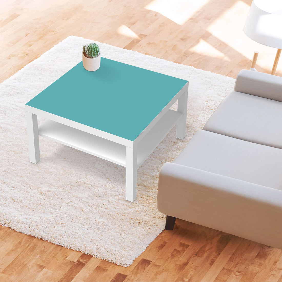 Selbstklebende Folie Türkisgrün Light - IKEA Lack Tisch 78x78 cm - Wohnzimmer