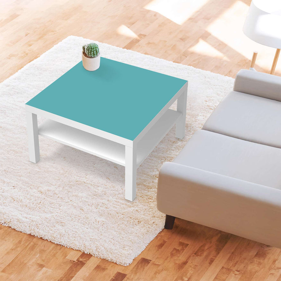 Selbstklebende Folie Türkisgrün Light - IKEA Lack Tisch 78x78 cm - Wohnzimmer