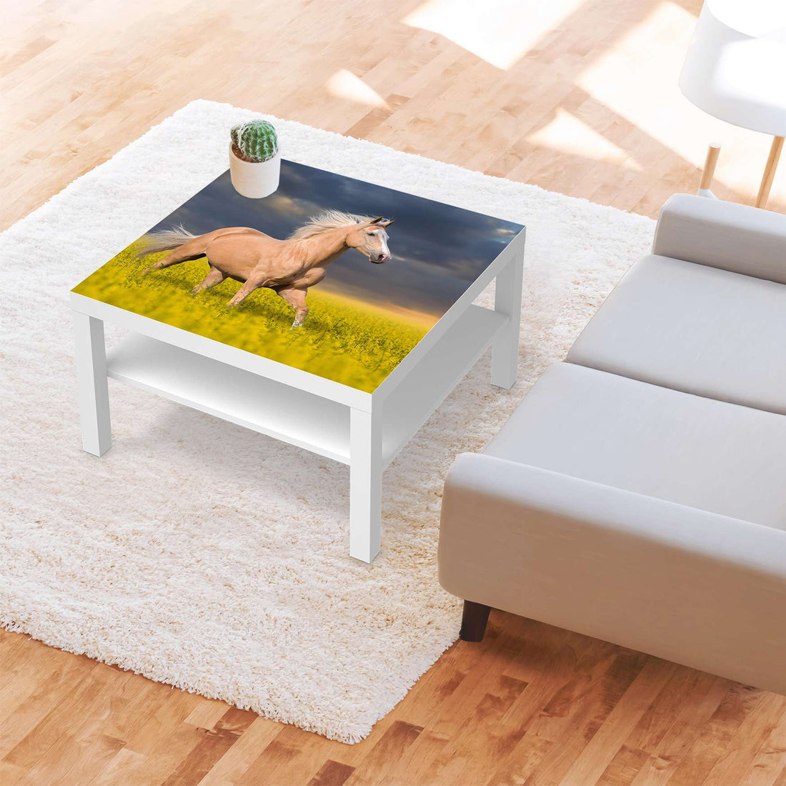 Selbstklebende Folie Wildpferd - IKEA Lack Tisch 78x78 cm - Wohnzimmer