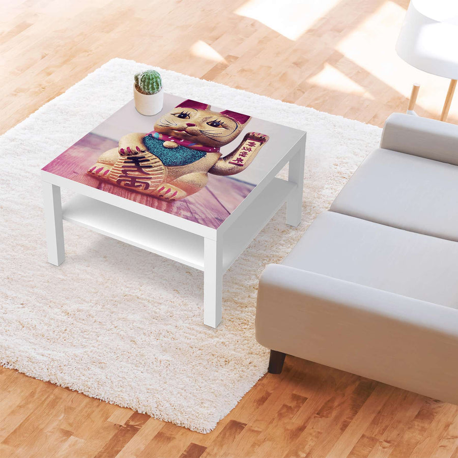 Selbstklebende Folie Winkekatze - IKEA Lack Tisch 78x78 cm - Wohnzimmer