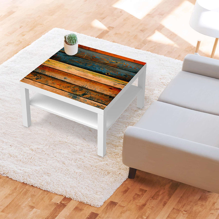Selbstklebende Folie Wooden - IKEA Lack Tisch 78x78 cm - Wohnzimmer