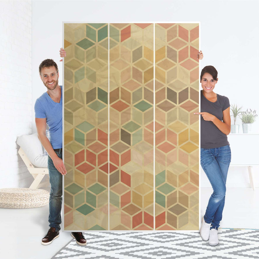 Selbstklebende Folie 3D Retro - IKEA Pax Schrank 236 cm Höhe - 3 Türen - Folie