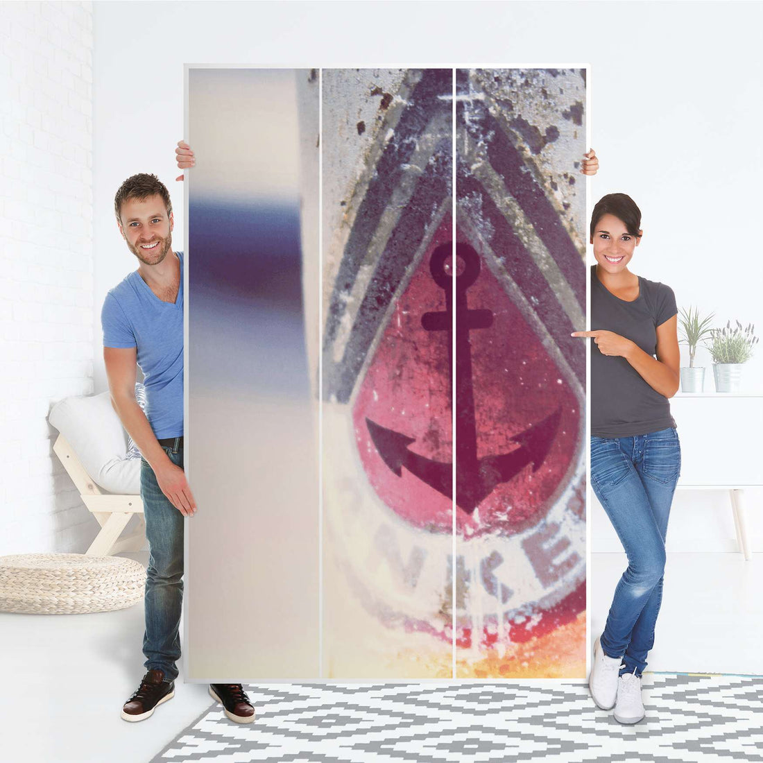 Selbstklebende Folie Anker 2 - IKEA Pax Schrank 236 cm Höhe - 3 Türen - Folie