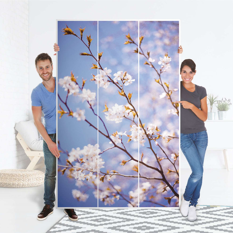 Selbstklebende Folie Apple Blossoms - IKEA Pax Schrank 236 cm Höhe - 3 Türen - Folie