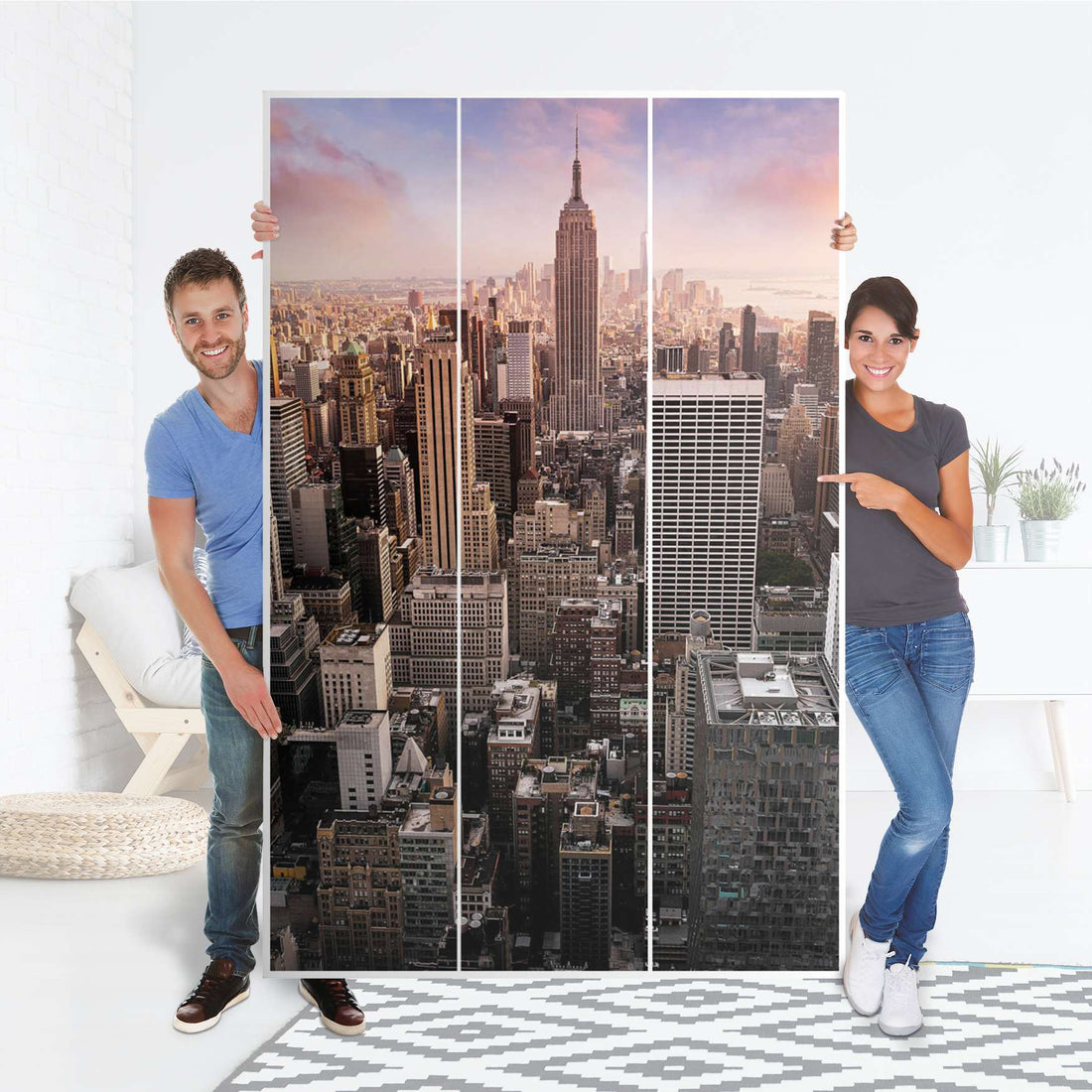 Selbstklebende Folie Big Apple - IKEA Pax Schrank 236 cm Höhe - 3 Türen - Folie