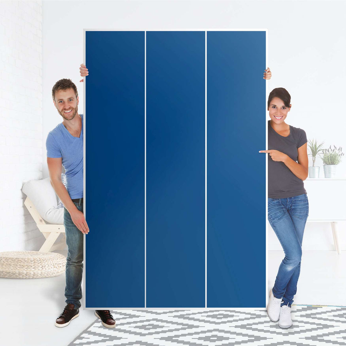 Selbstklebende Folie Blau Dark - IKEA Pax Schrank 236 cm Höhe - 3 Türen - Folie