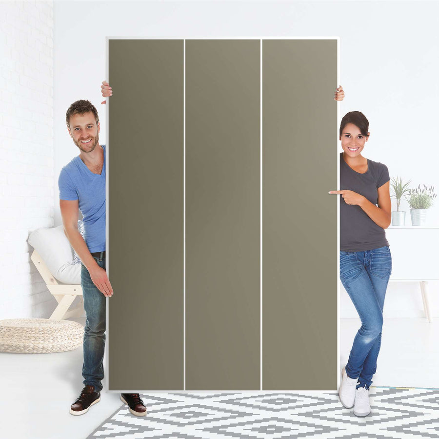 Selbstklebende Folie Braungrau Light - IKEA Pax Schrank 236 cm Höhe - 3 Türen - Folie
