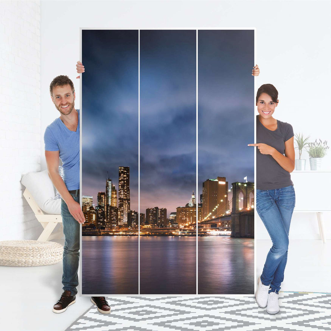 Selbstklebende Folie Brooklyn Bridge - IKEA Pax Schrank 236 cm Höhe - 3 Türen - Folie