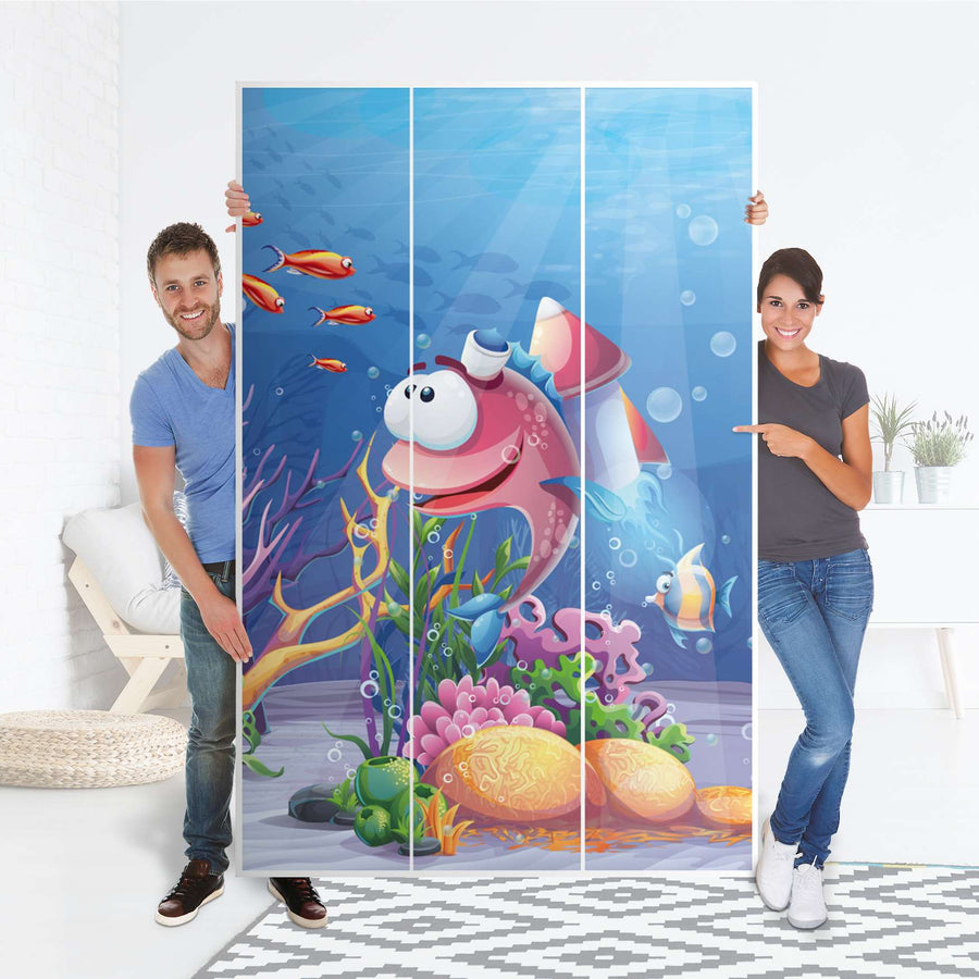 Selbstklebende Folie Bubbles - IKEA Pax Schrank 236 cm Höhe - 3 Türen - Folie