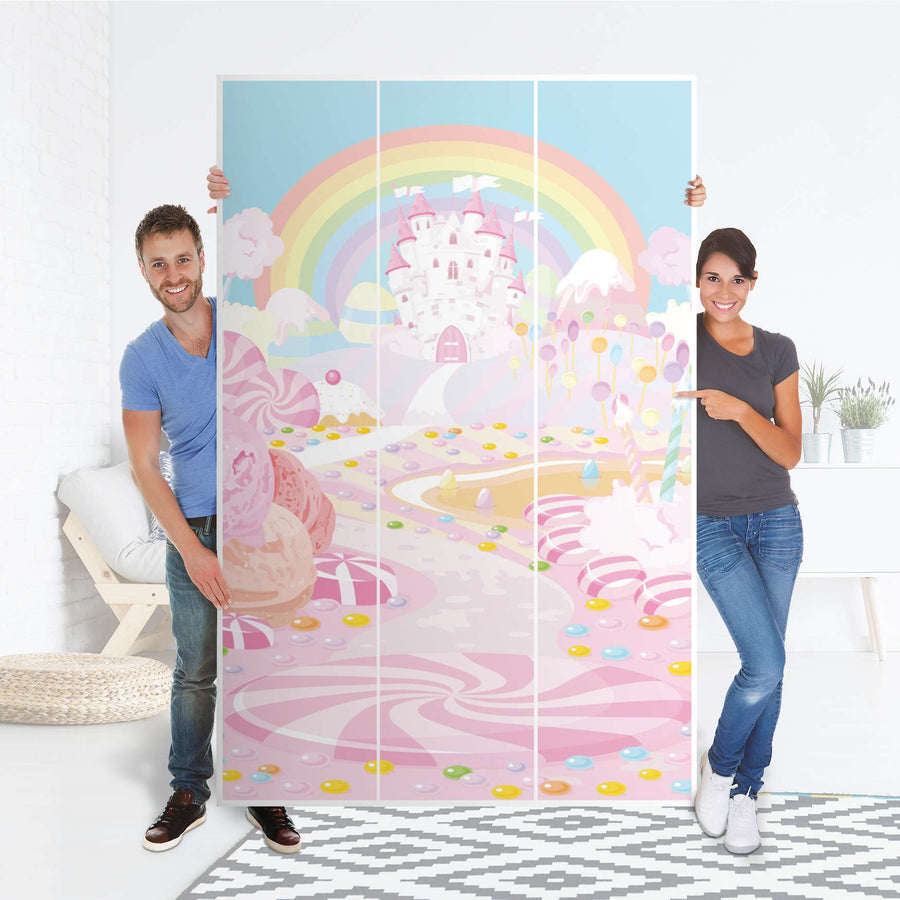 Selbstklebende Folie Candyland - IKEA Pax Schrank 236 cm Höhe - 3 Türen - Folie