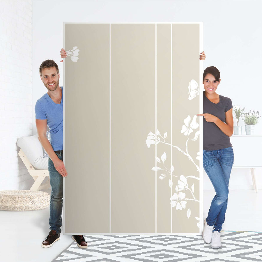 Selbstklebende Folie Florals Plain 3 - IKEA Pax Schrank 236 cm Höhe - 3 Türen - Folie