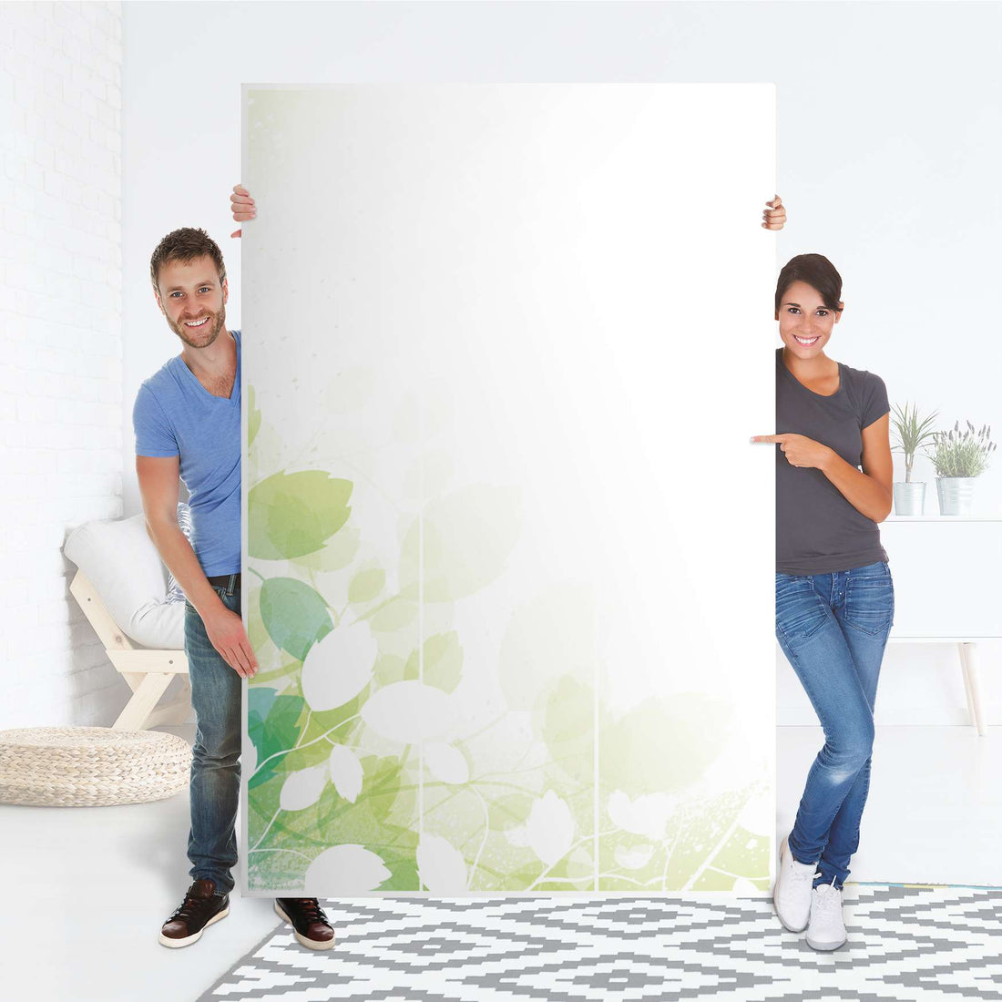 Selbstklebende Folie Flower Light - IKEA Pax Schrank 236 cm Höhe - 3 Türen - Folie