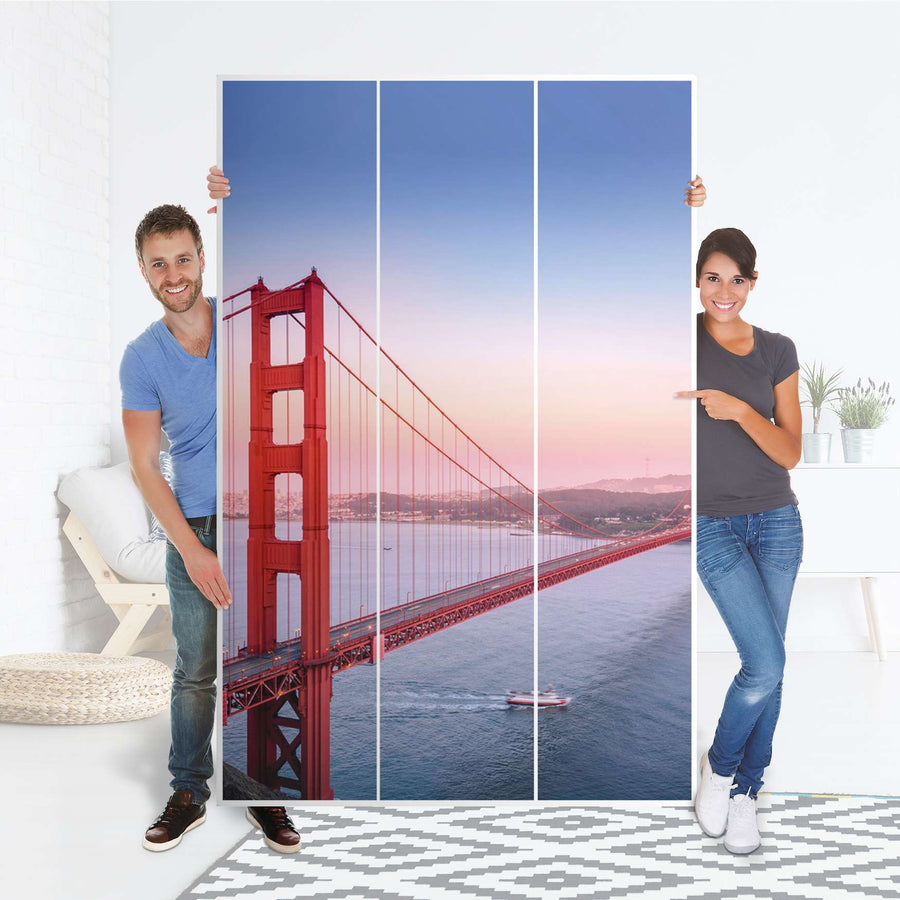 Selbstklebende Folie Golden Gate - IKEA Pax Schrank 236 cm Höhe - 3 Türen - Folie