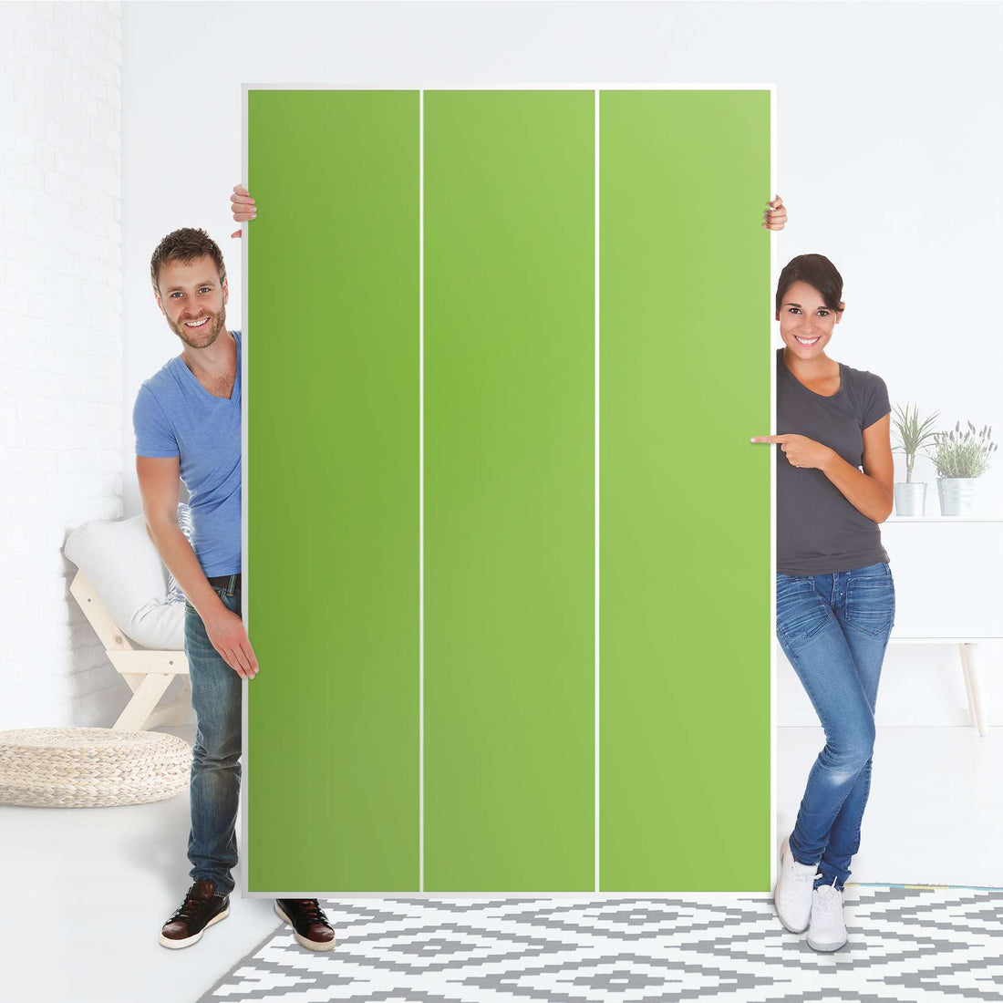 Selbstklebende Folie Hellgrün Dark - IKEA Pax Schrank 236 cm Höhe - 3 Türen - Folie