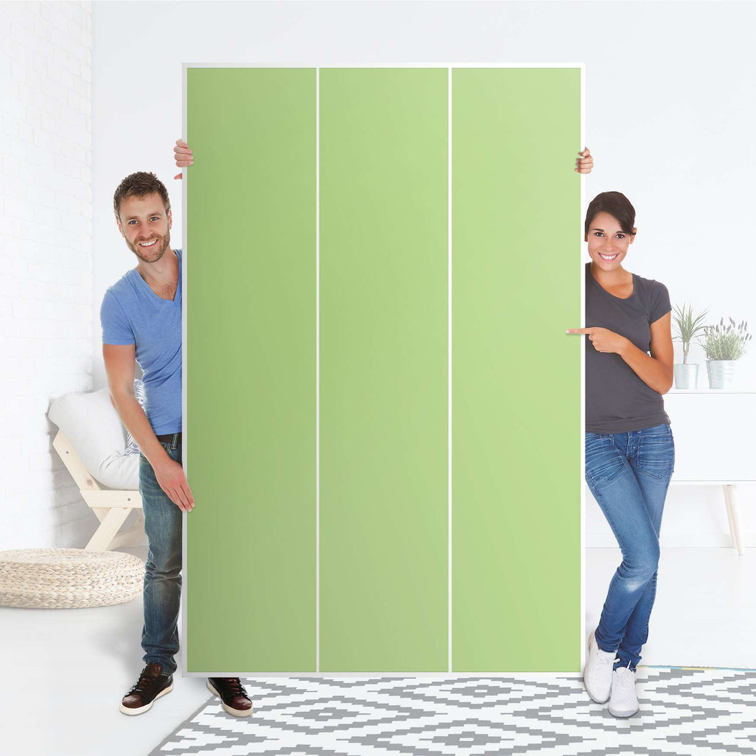 Selbstklebende Folie Hellgrün Light - IKEA Pax Schrank 236 cm Höhe - 3 Türen - Folie