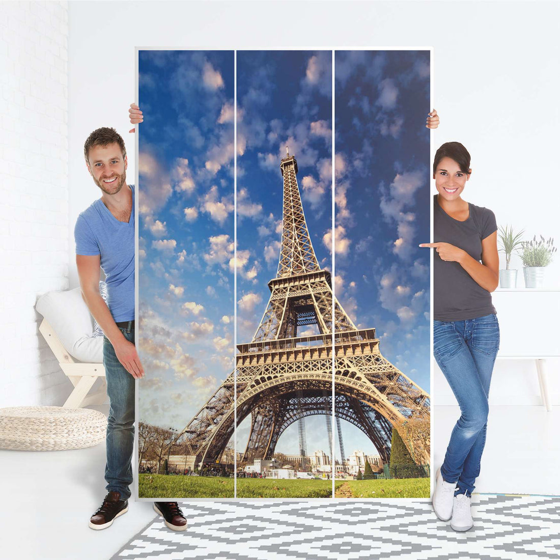 Selbstklebende Folie La Tour Eiffel - IKEA Pax Schrank 236 cm Höhe - 3 Türen - Folie