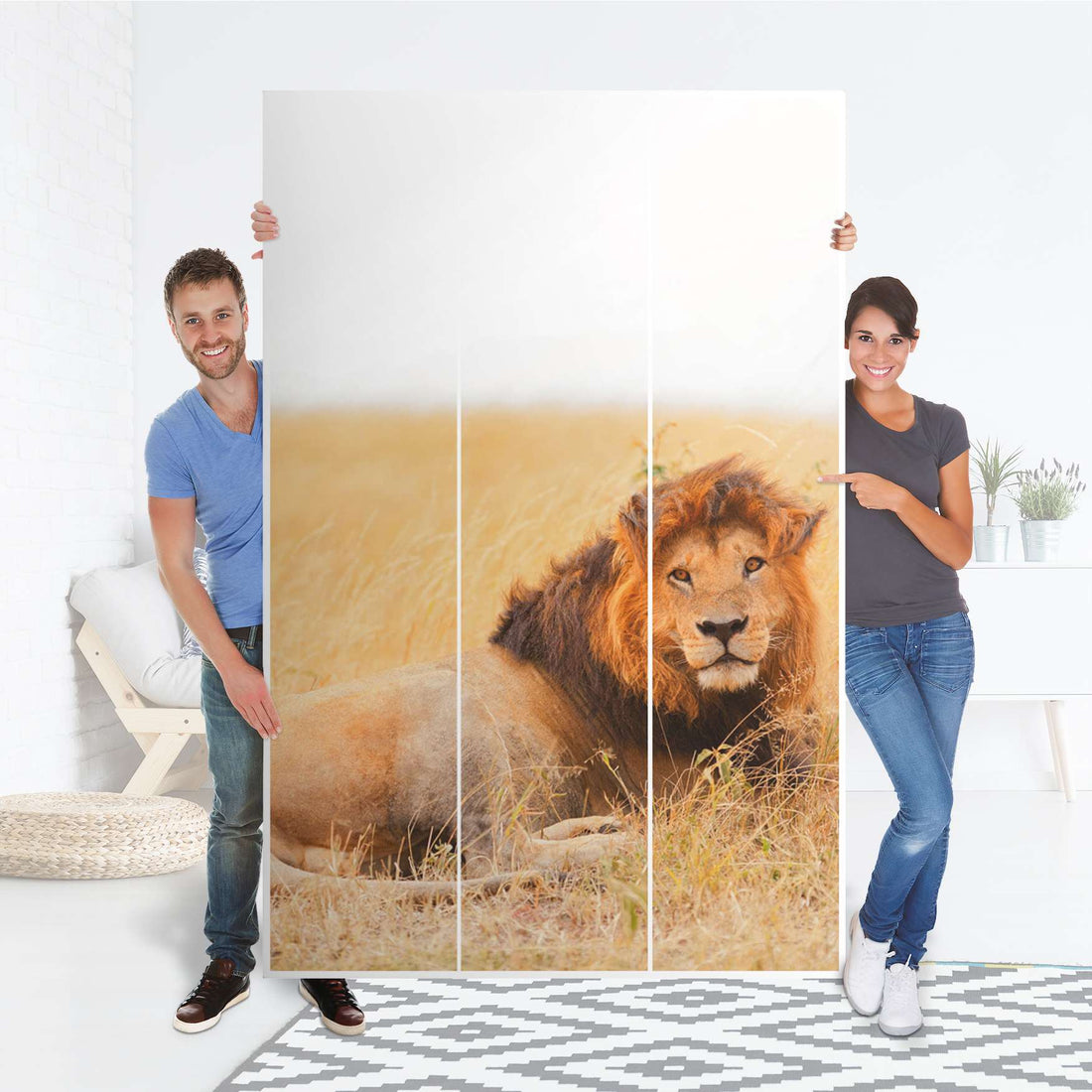 Selbstklebende Folie Lion King - IKEA Pax Schrank 236 cm Höhe - 3 Türen - Folie