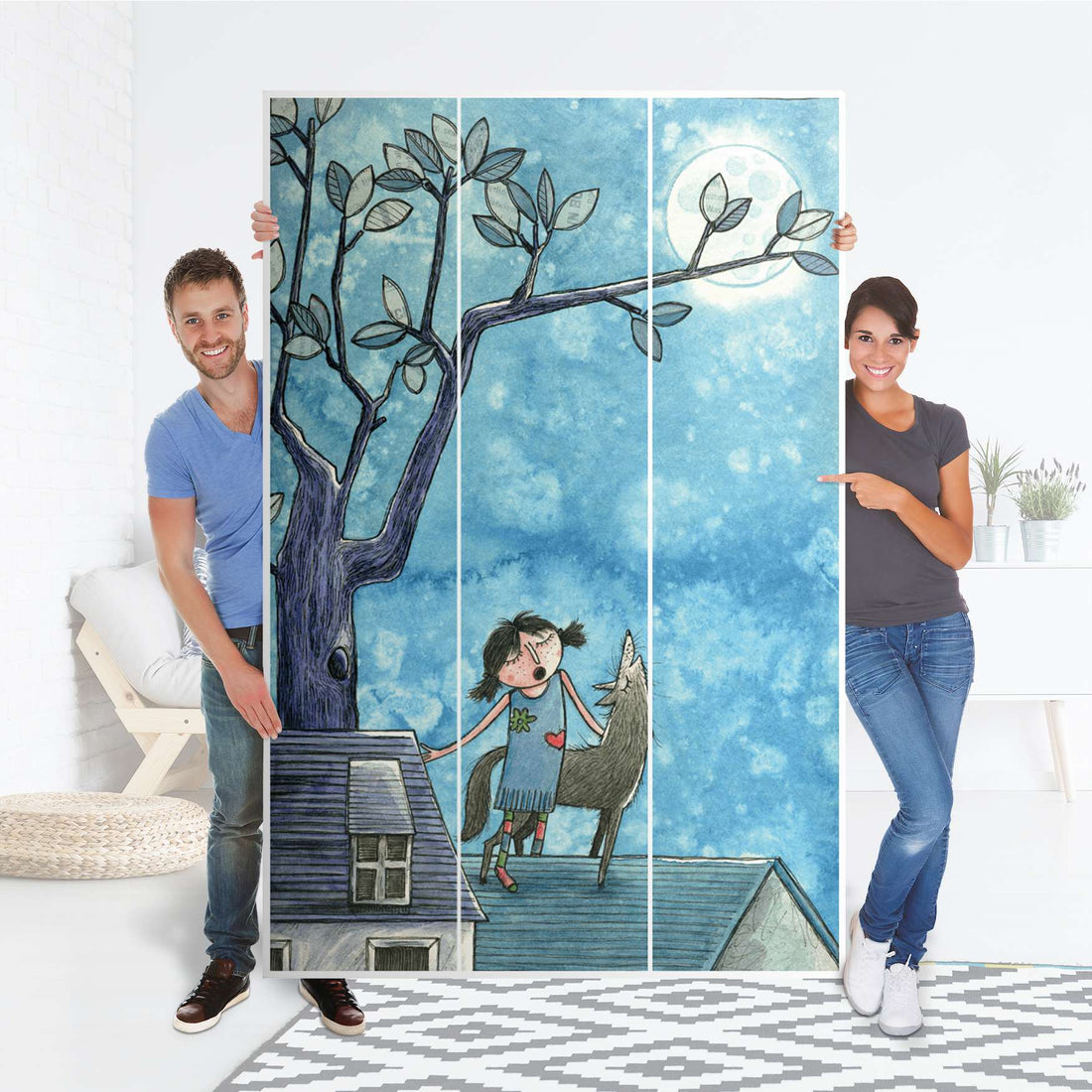 Selbstklebende Folie Nocturnal Pleasure - IKEA Pax Schrank 236 cm Höhe - 3 Türen - Folie
