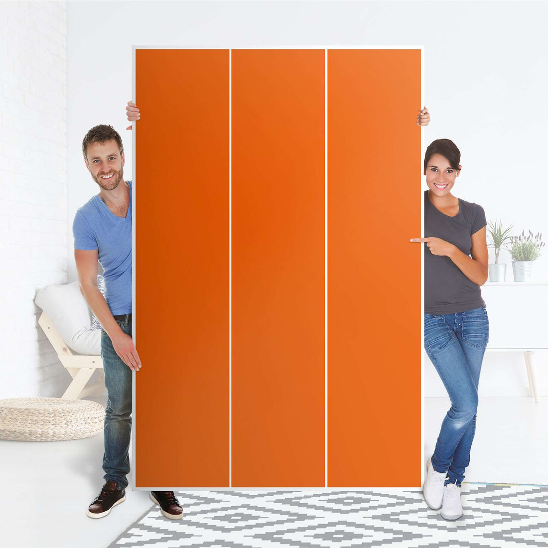 Selbstklebende Folie Orange Dark - IKEA Pax Schrank 236 cm Höhe - 3 Türen - Folie