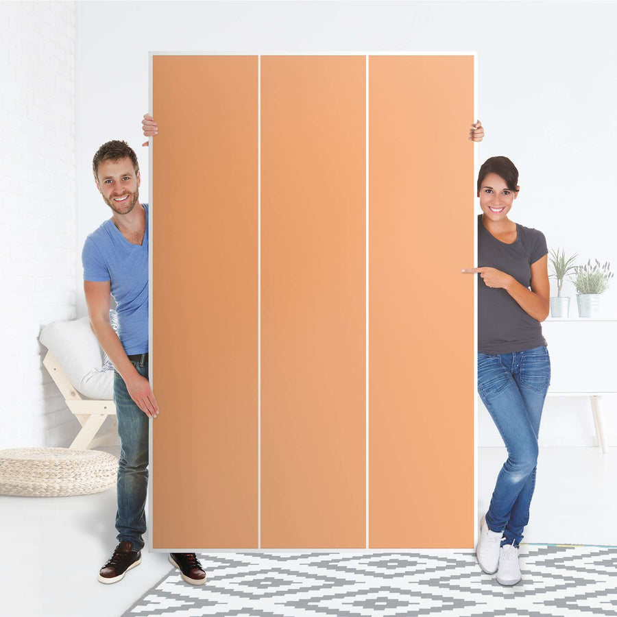 Selbstklebende Folie Orange Light - IKEA Pax Schrank 236 cm Höhe - 3 Türen - Folie