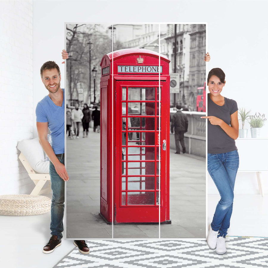 Selbstklebende Folie Phone Box - IKEA Pax Schrank 236 cm Höhe - 3 Türen - Folie