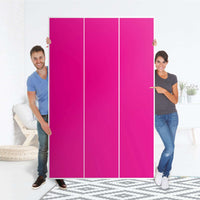 Selbstklebende Folie Pink Dark - IKEA Pax Schrank 236 cm Höhe - 3 Türen - Folie