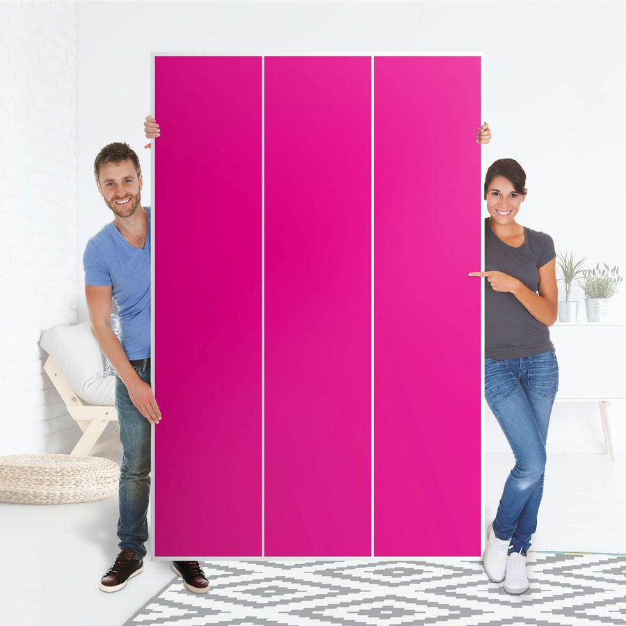 Selbstklebende Folie Pink Dark - IKEA Pax Schrank 236 cm Höhe - 3 Türen - Folie