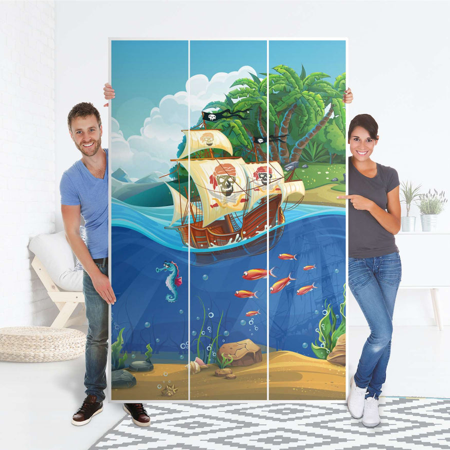 Selbstklebende Folie Pirates - IKEA Pax Schrank 236 cm Höhe - 3 Türen - Folie