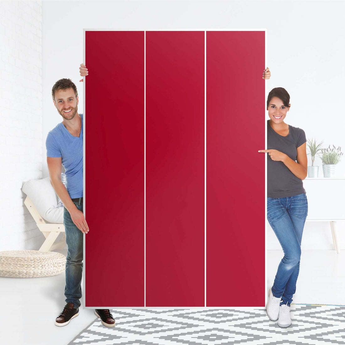 Selbstklebende Folie Rot Dark - IKEA Pax Schrank 236 cm Höhe - 3 Türen - Folie