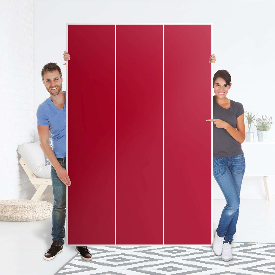 Selbstklebende Folie Rot Dark - IKEA Pax Schrank 236 cm Höhe - 3 Türen - Folie