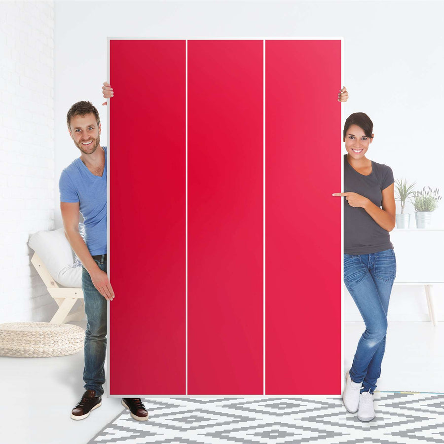 Selbstklebende Folie Rot Light - IKEA Pax Schrank 236 cm Höhe - 3 Türen - Folie