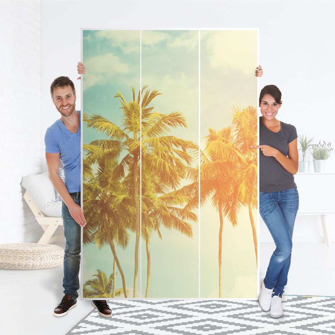 Selbstklebende Folie Sun Flair - IKEA Pax Schrank 236 cm Höhe - 3 Türen - Folie